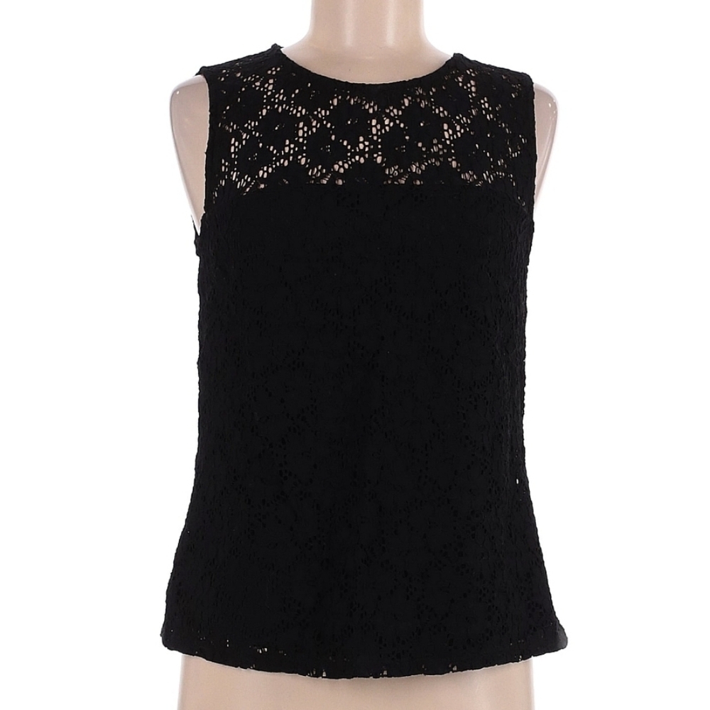 Laundry By Shelli Segal Black Sleeveless Lace Top M